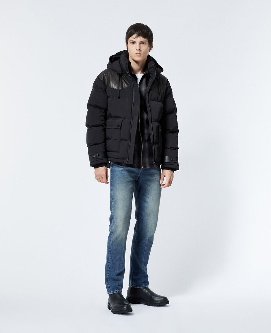 daunenjacke gesteppt schwarz westerndetail