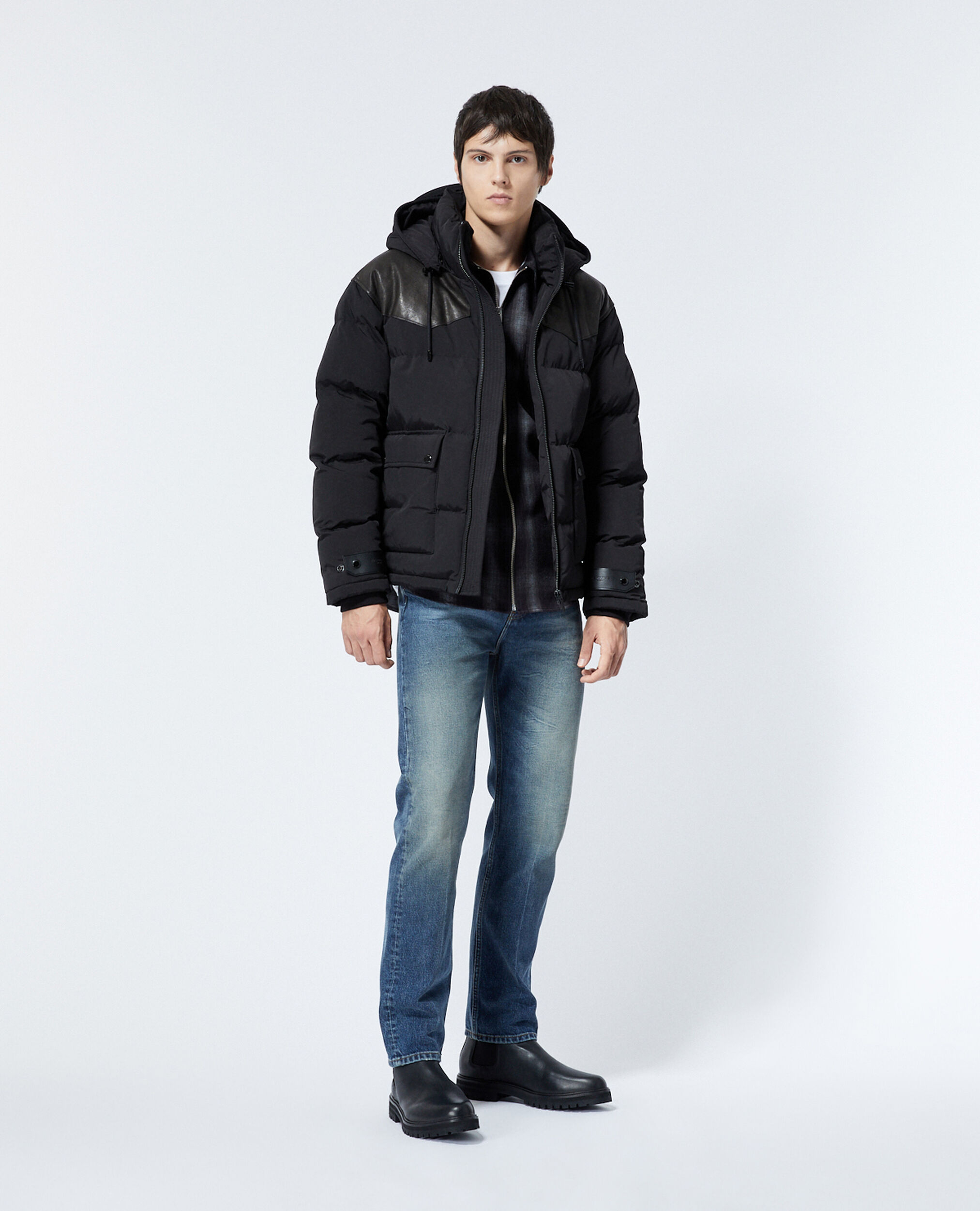 Daunenjacke gesteppt schwarz Westerndetail, BLACK, hi-res image number null