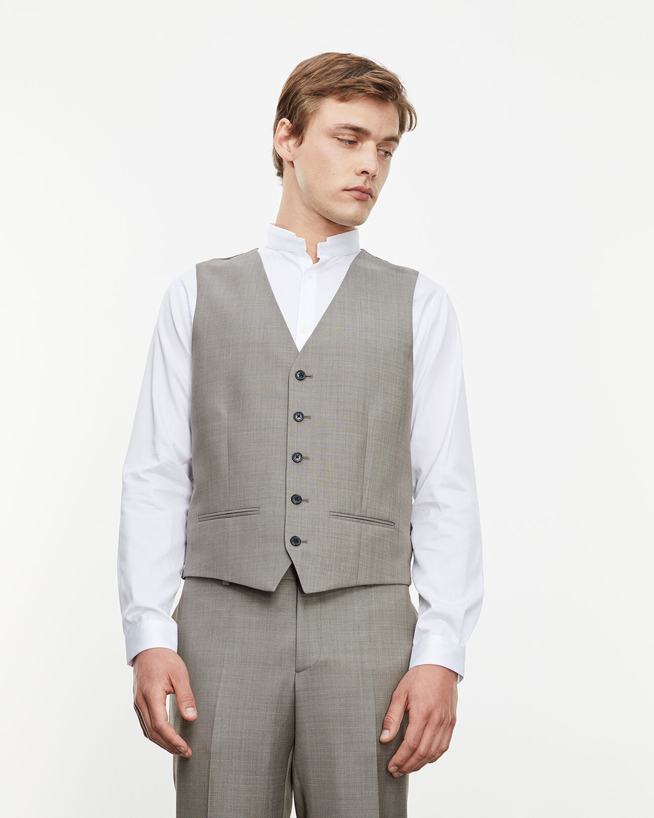 The Kooples MEN BEIGE beige waistcoat in wool with buttons