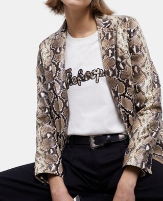 The Kooples WOMEN PYTHON BEIGE snakeskin-effect leather jacket
