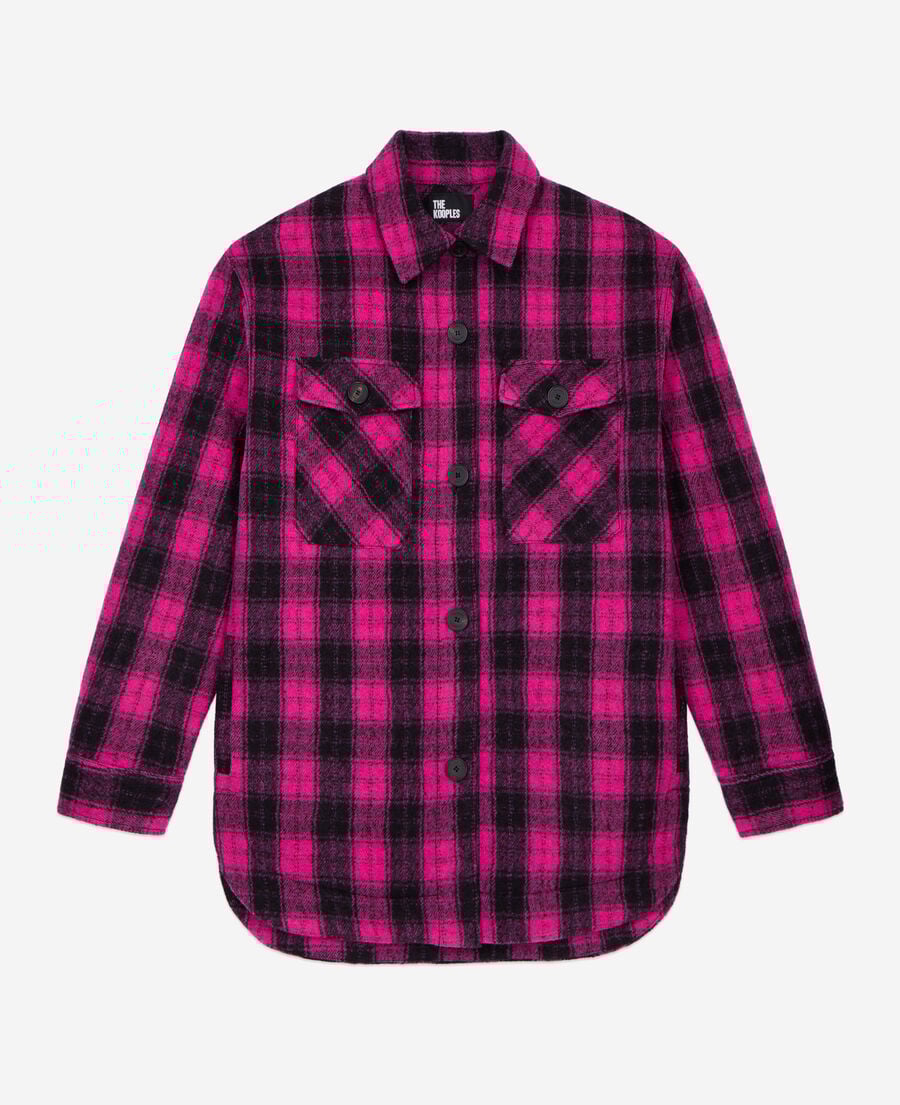 The Kooples FEMME PINK BLACK blouson style surchemise à carreaux roses