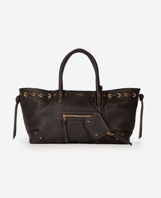 The Kooples WOMEN BROWN brown grained leather shopper bag