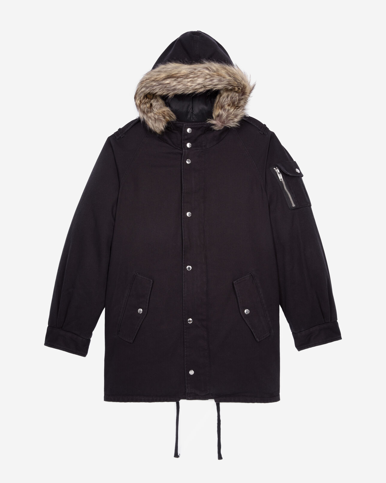 The Kooples HOMME BLACK parka à capuche noire