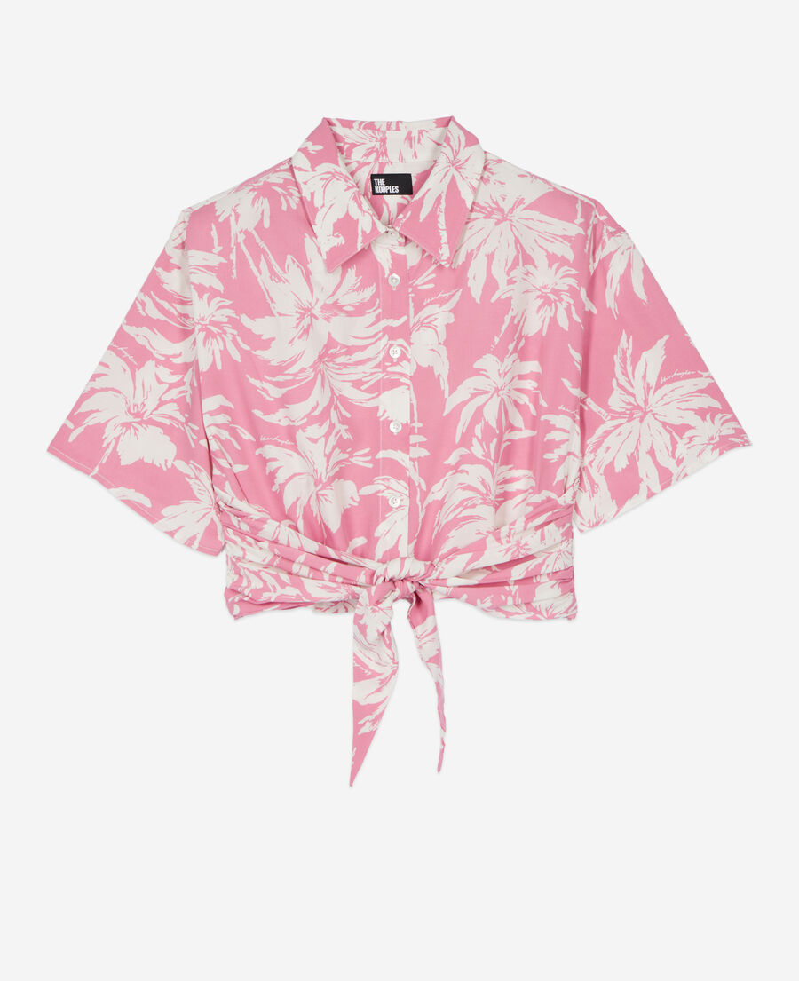 The Kooples WOMEN PINK-WHITE short-sleeved printed shirt