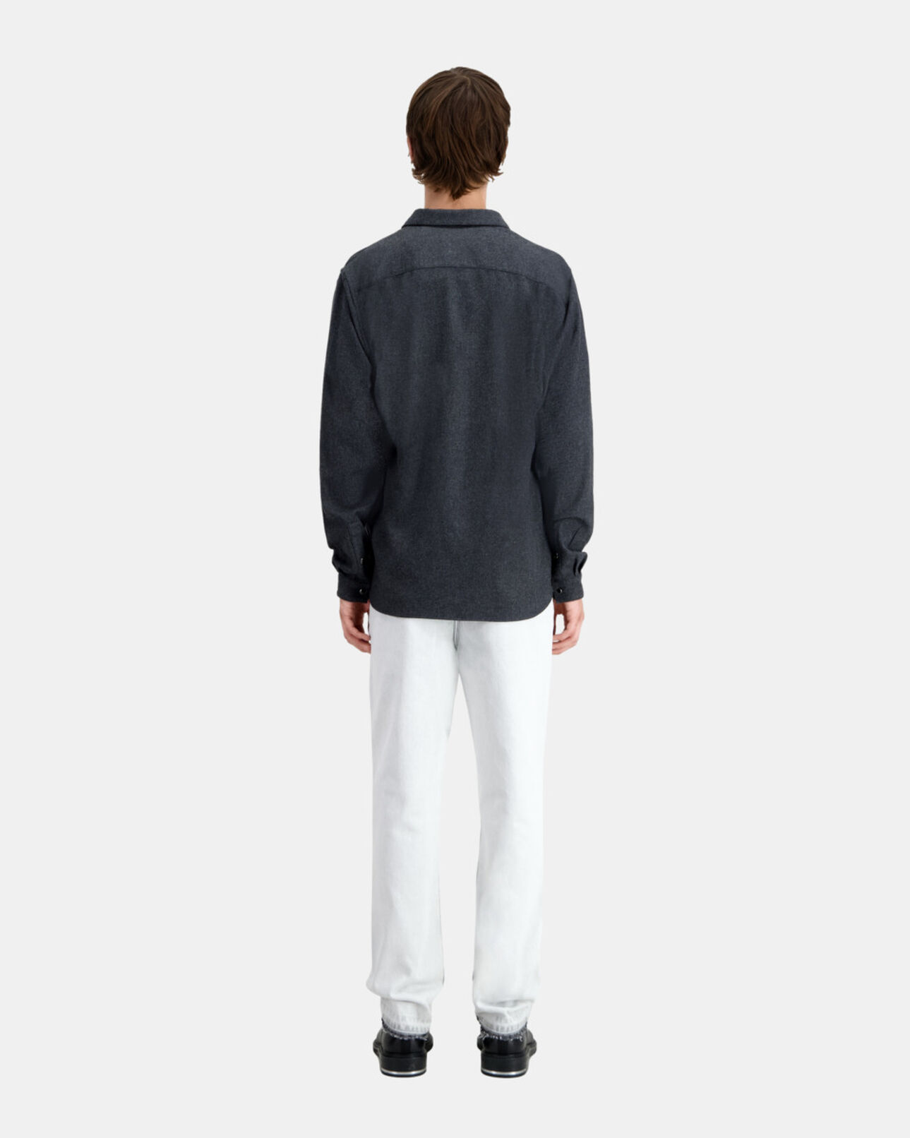 The Kooples MEN GREY grey flannel shirt