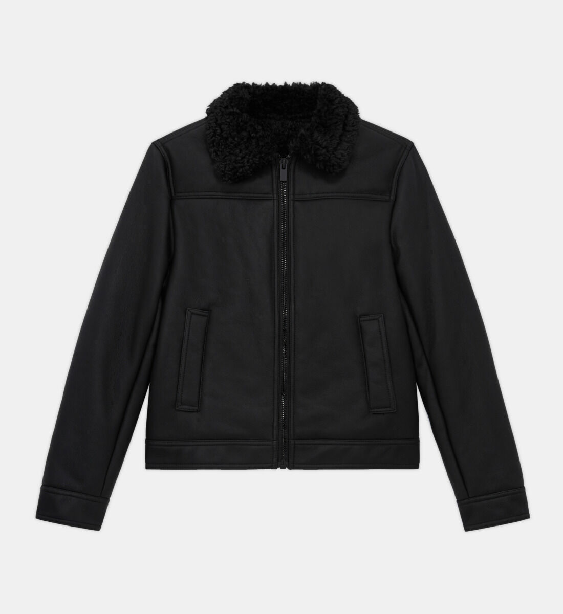 Black faux fur coat