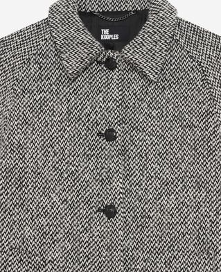 The Kooples WOMEN BLANC / BLEU black and white tweed long coat