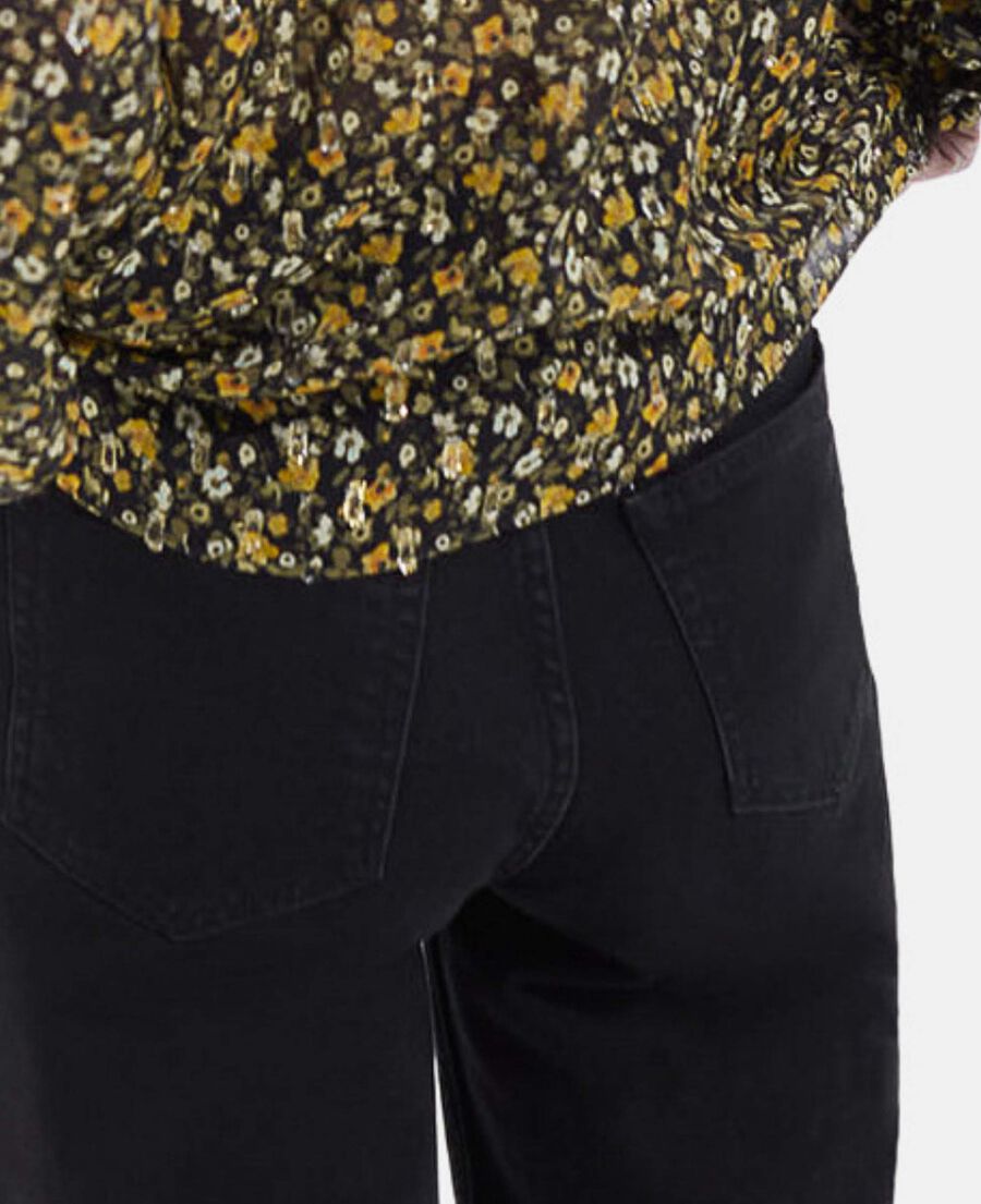 The Kooples F BLACK-ORANGE floral black and yellow top in knotted silver details
