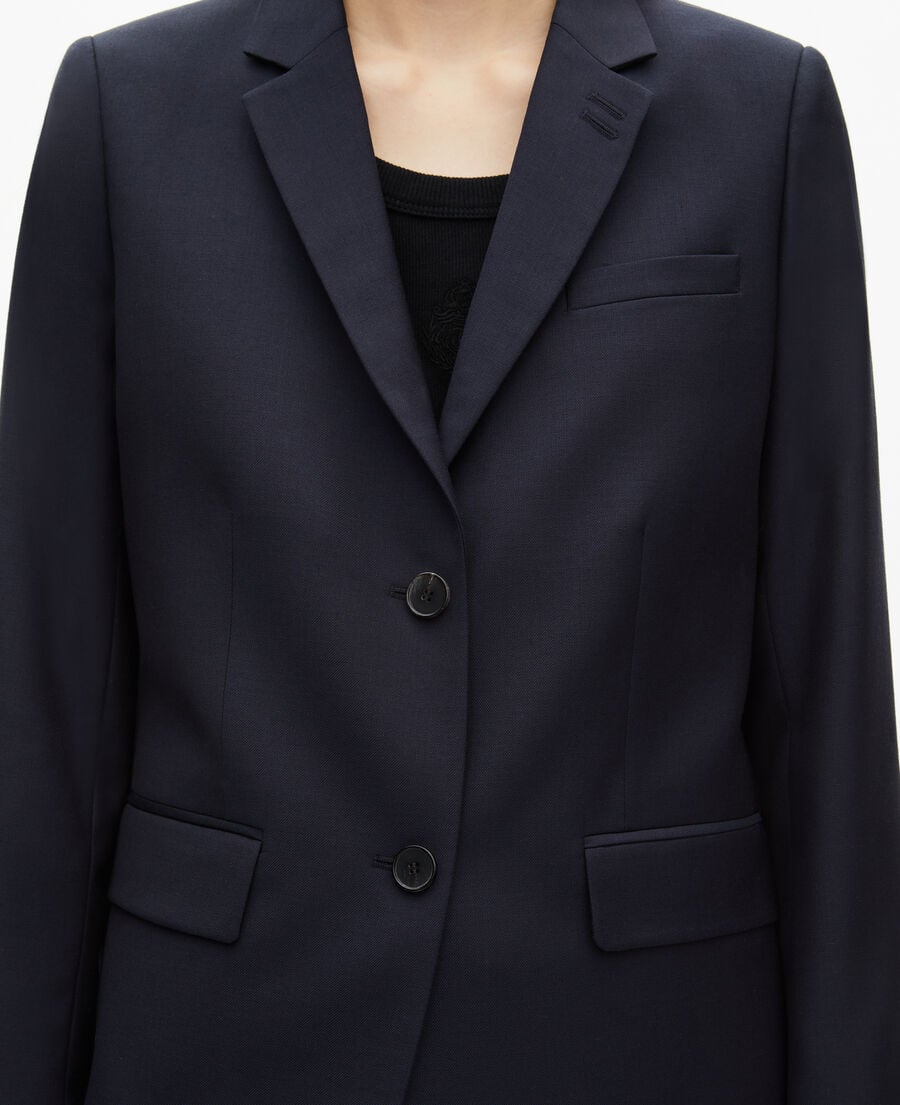 The Kooples FEMME NAVY veste tailleur en laine coupe cintrée bleu marine