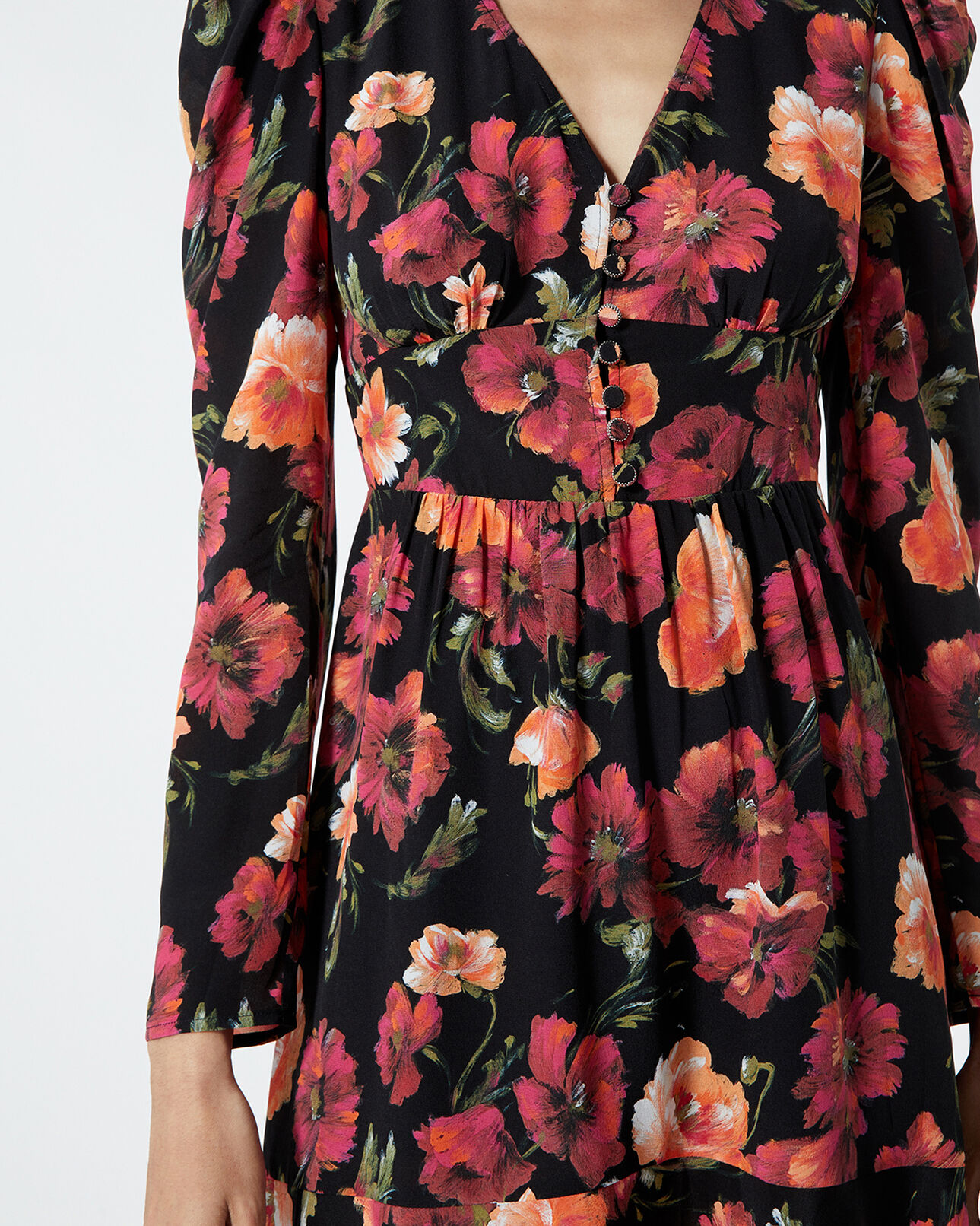 The Kooples DAMEN MULTICOLOR kurzes seidenkleid mit blumenprint