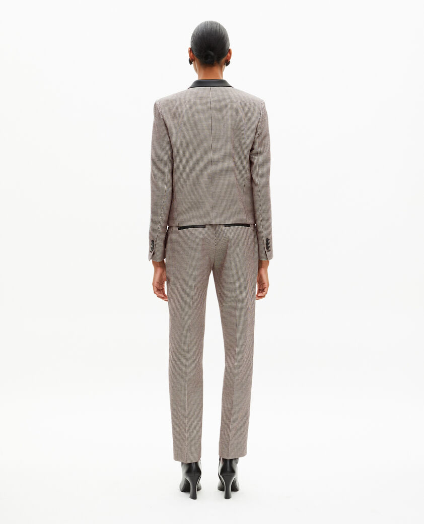 The Kooples WOMEN BLACK GREY short black and white houndstooth tailored jacket