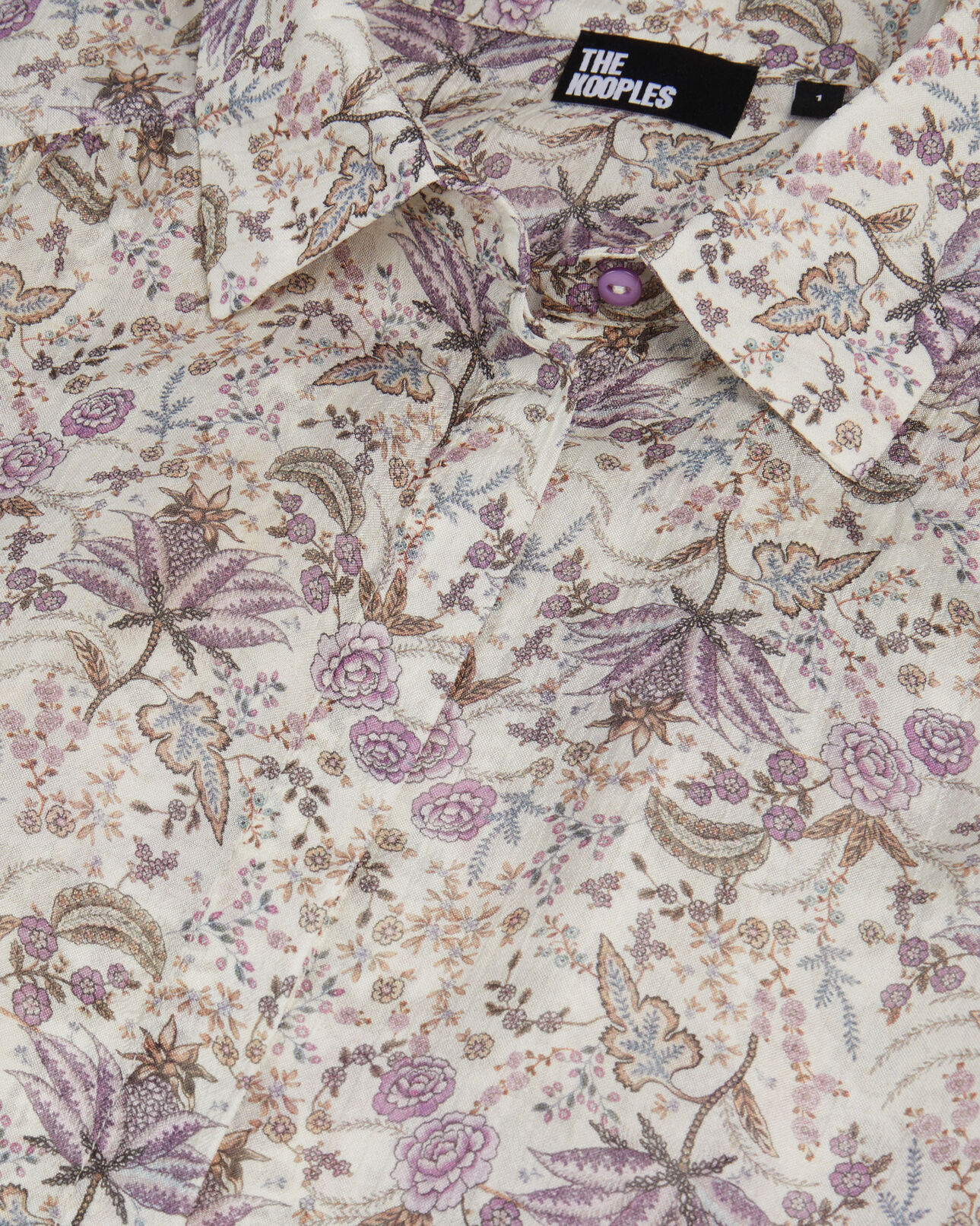 The Kooples WOMEN ECRU/MAUVE CHALK lilac floral print long sleeve shirt