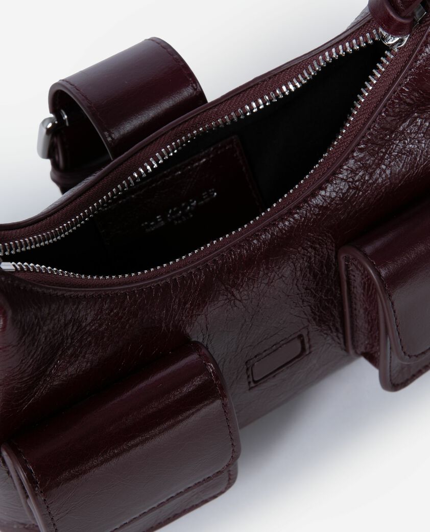 The Kooples FEMME BORDEAUX sac amelia small en cuir craquelé bordeaux