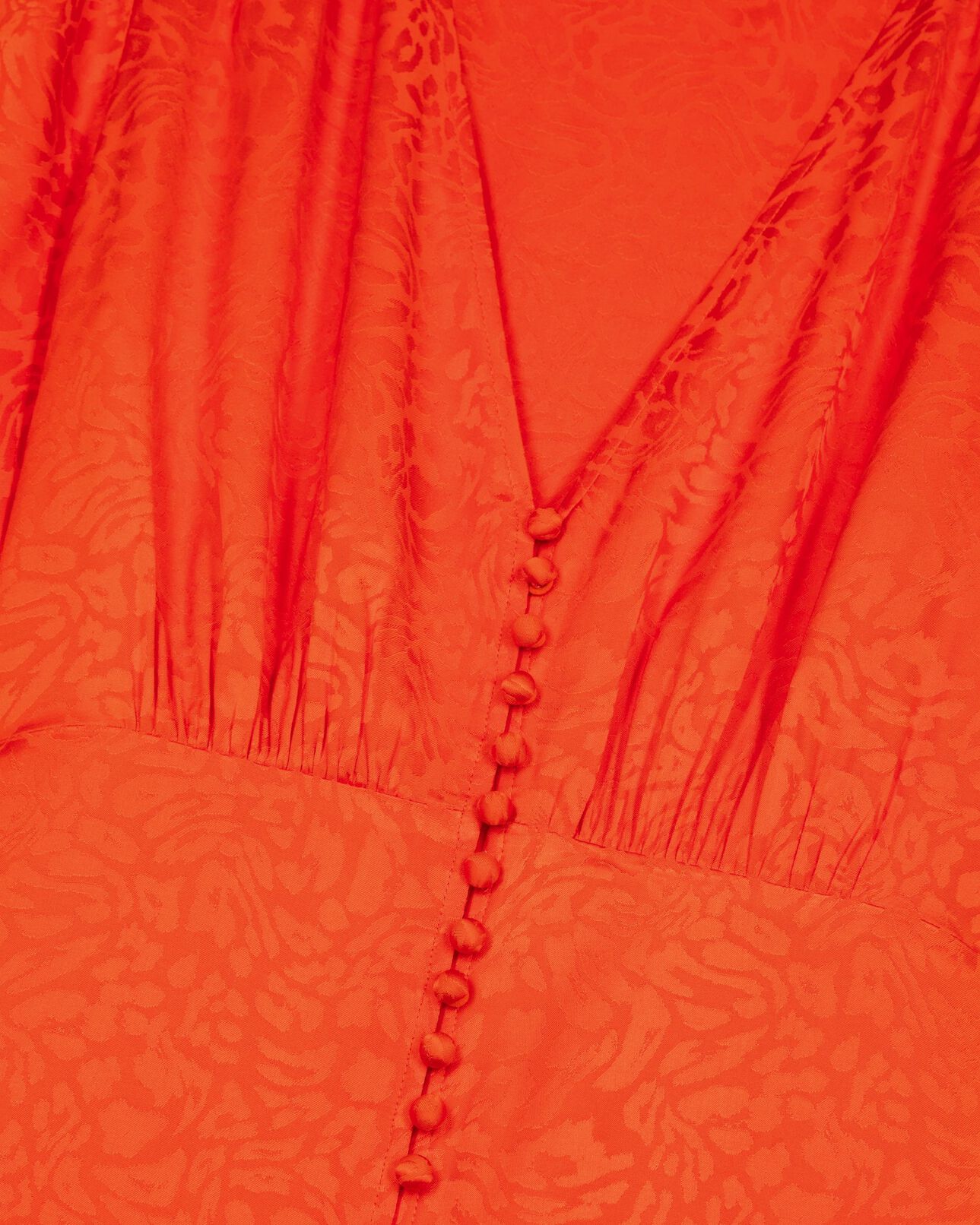 The Kooples FEMME ORANGE RED robe longue léopard en jacquard orange