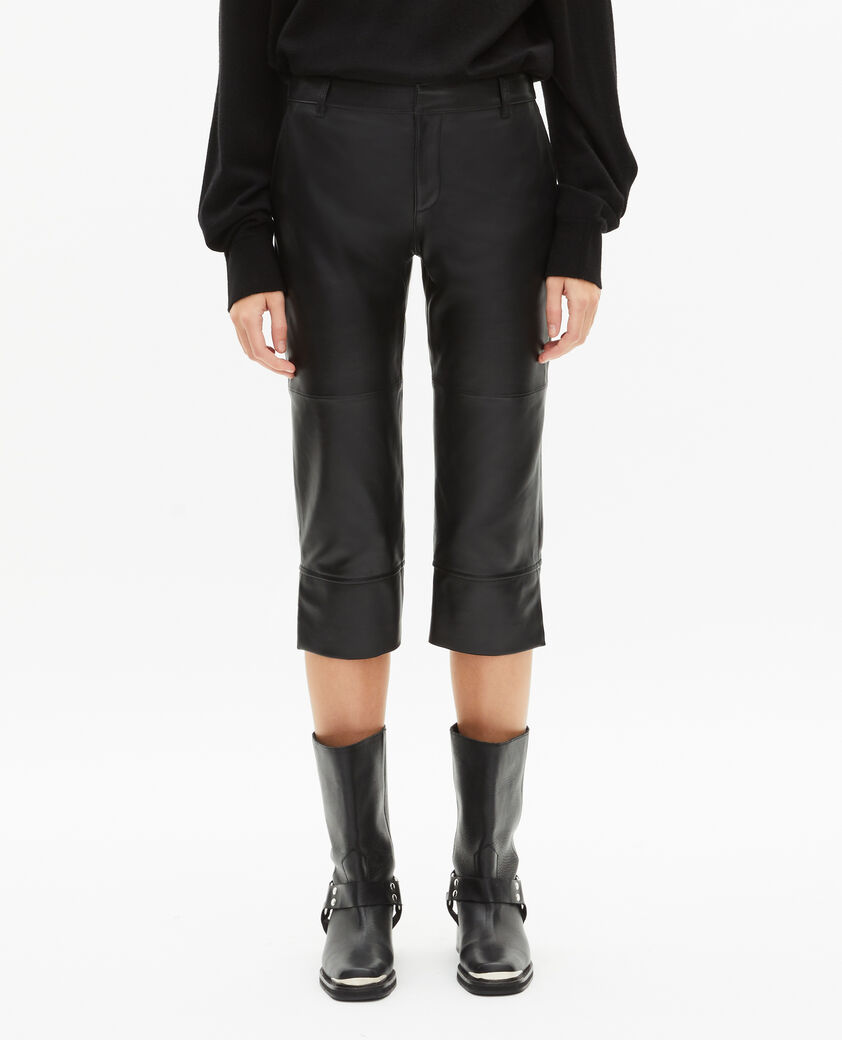 The Kooples DAMEN BLACK caprihose aus schwarzem leder