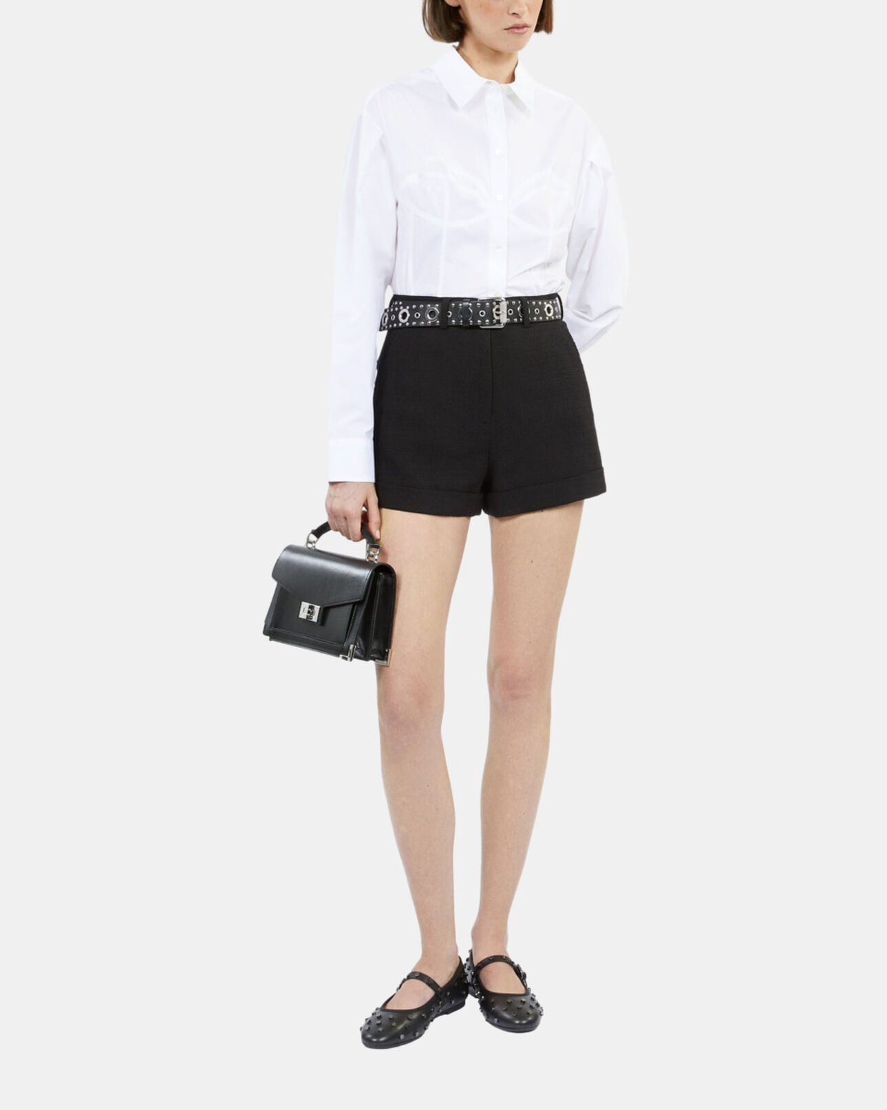 The Kooples MUJER WHITE camisa blanca pespuntes tipo corsé