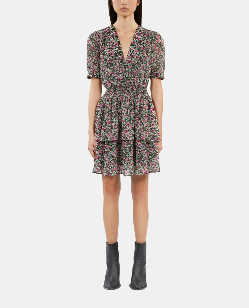 The Kooples WOMEN MULTICO short printed dress with smocks