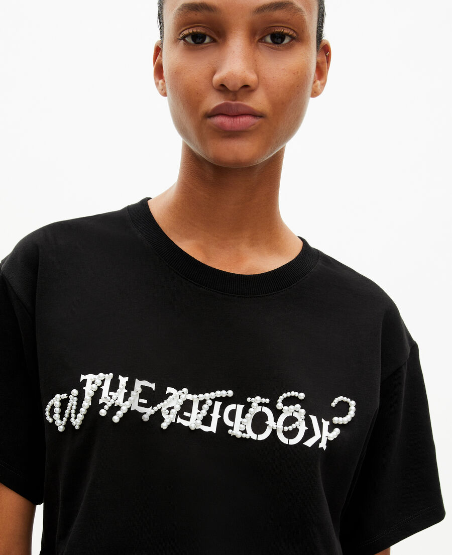 The Kooples WOMEN BLACK what is t-shirt with black beads