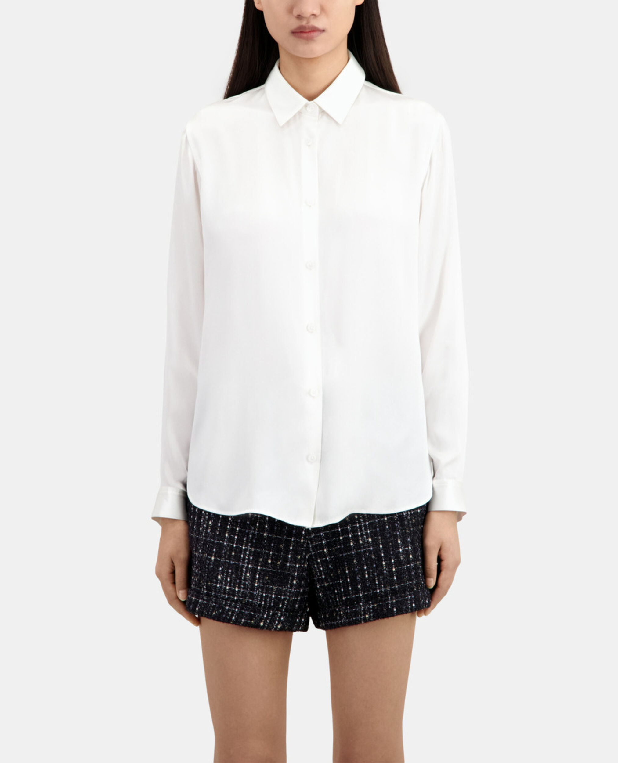 Ecru silk shirt, ECRU, hi-res image number null