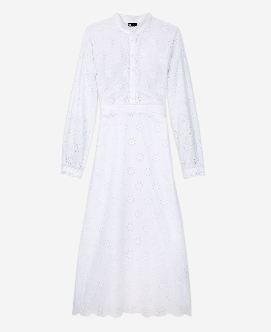 robe longue blanche en broderie anglaise