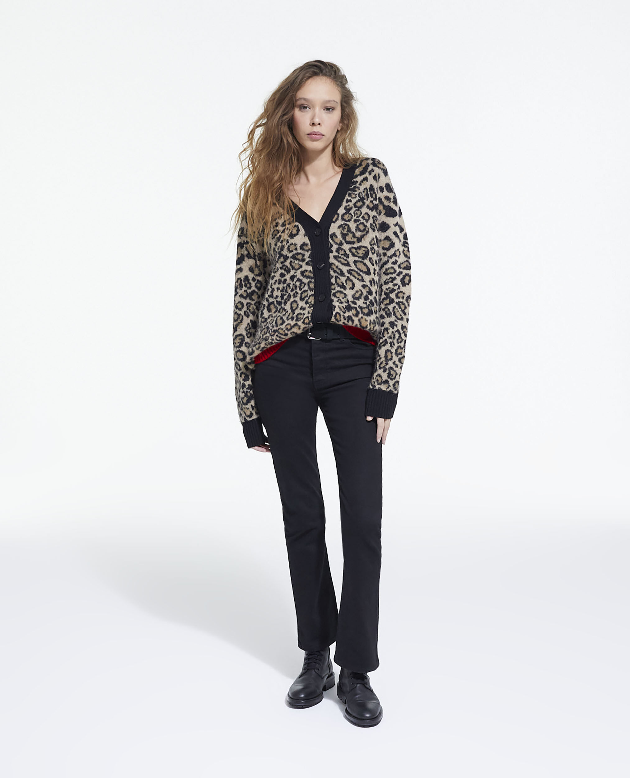 Leopard print cardigan, LEOPARD, hi-res image number null