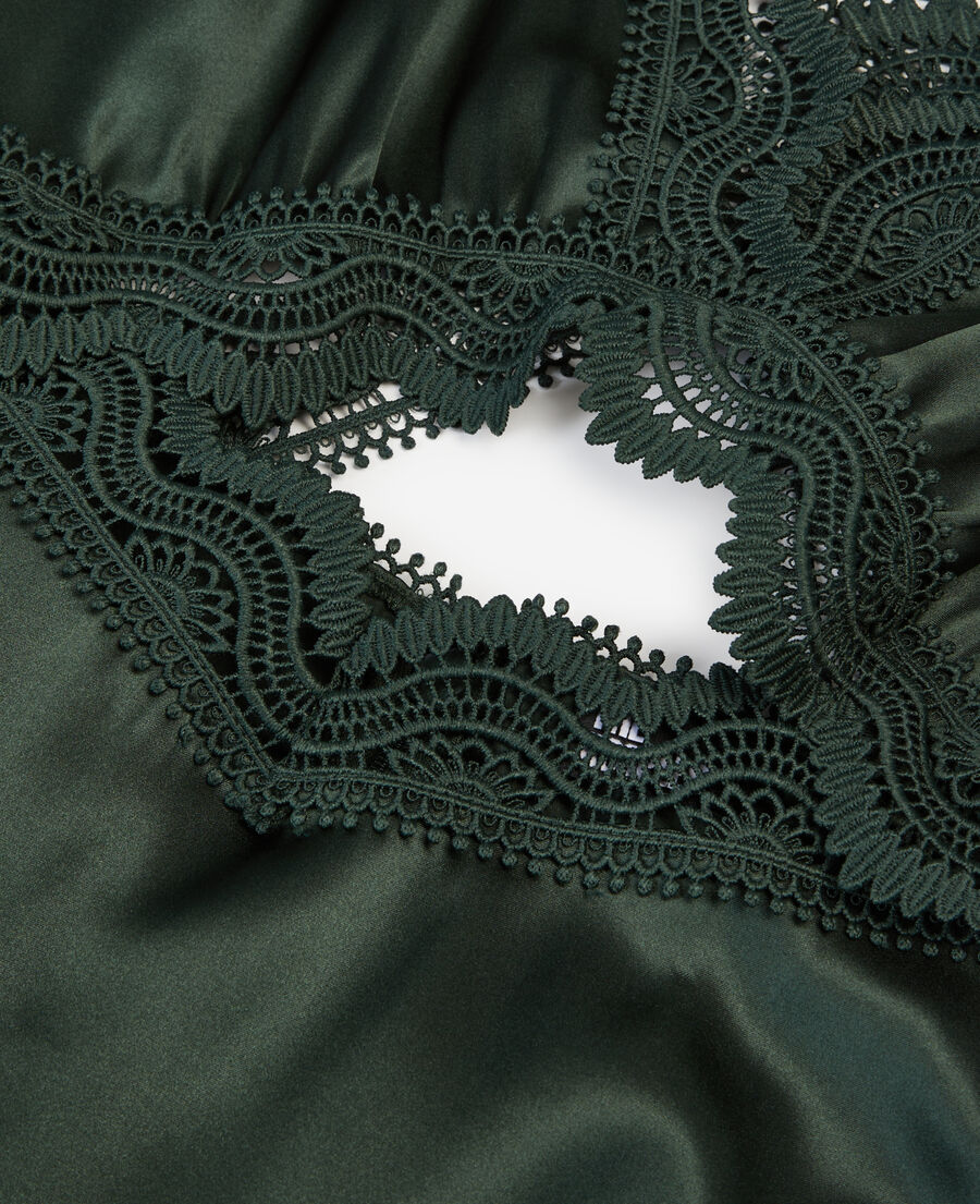 The Kooples FEMME WOOD KAKI robe nuisette longue avec guipure verte