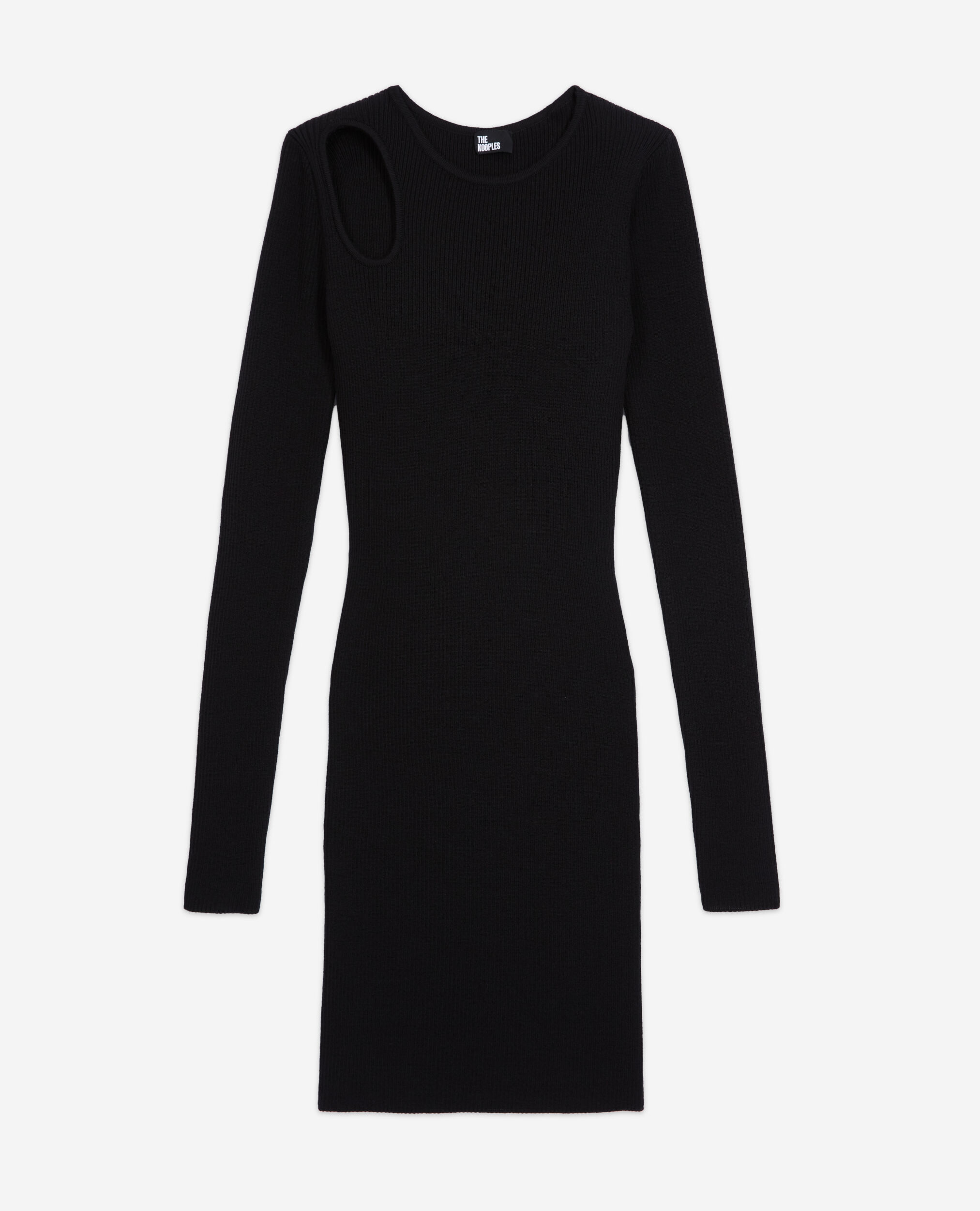 Robe courte en maille noire, BLACK, hi-res image number null