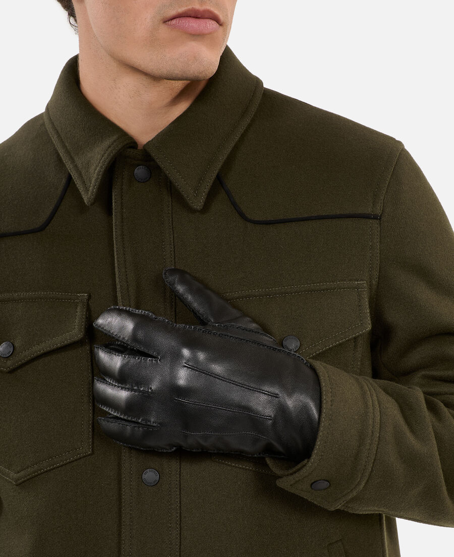 The Kooples MEN BLACK black leather gloves