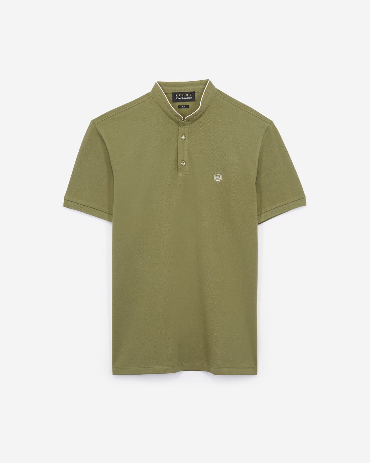 The Kooples HERREN ARTICHOKEGREEN/LIGHTBEIGE khakifarbenes baumwoll-poloshirt stickerei