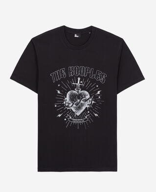 The Kooples HOMME BLACK WASHED t-shirt homme noir avec s&eacute;rigraphie dagger through heart