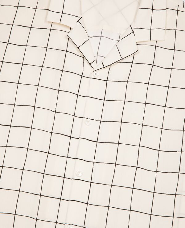 The Kooples HOMME WHITE / BLACK chemise manches courtes à carreaux écrue
