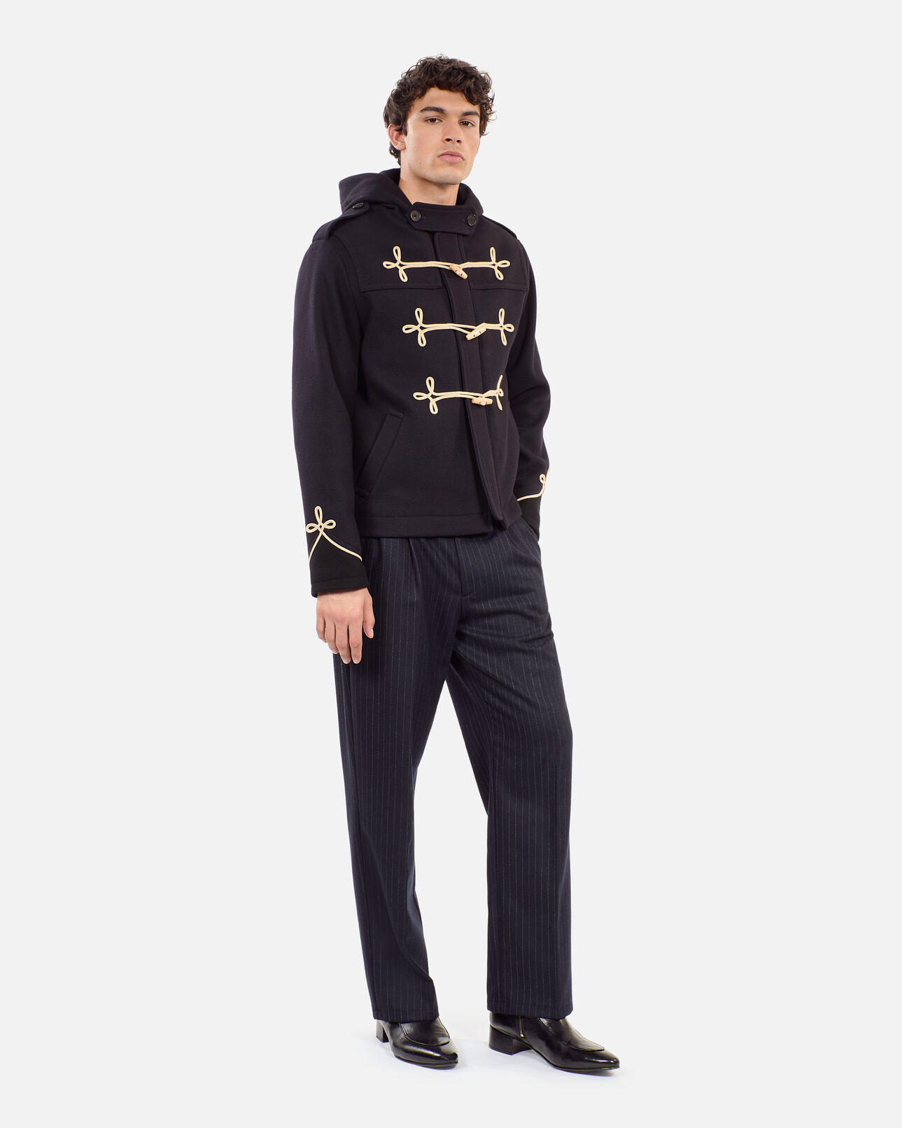 The Kooples MEN DARK NAVY short navy blue hooded pea coat
