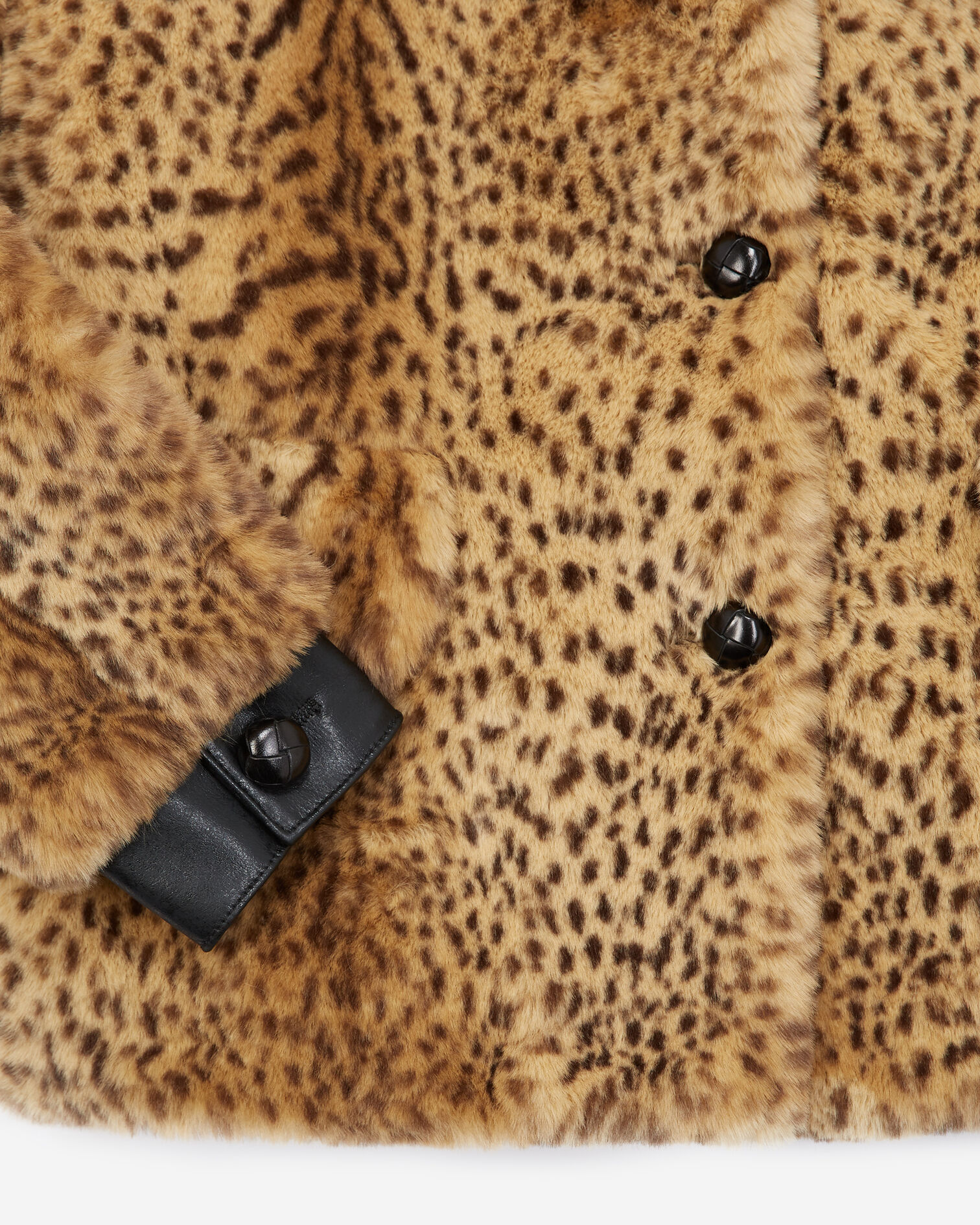 Faux fur coat with leopard print, BROWN, hi-res image number null