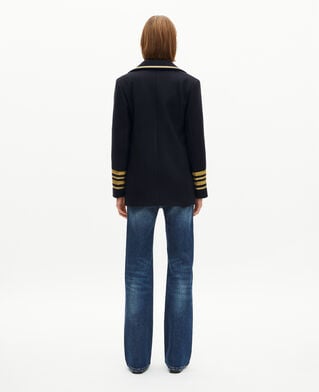 The Kooples DAMEN NAVY marineblauer offiziers-peacoat aus wolle