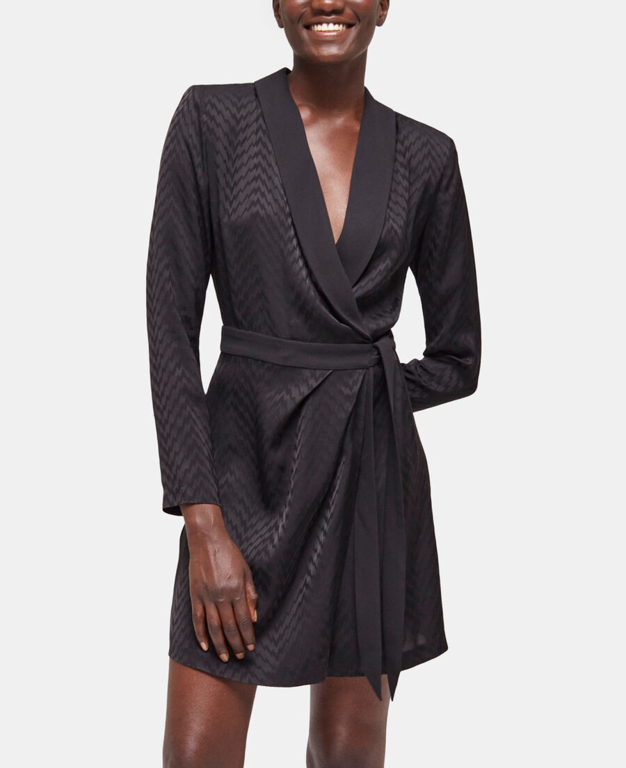 The Kooples WOMEN BLACK short printed wrap dress