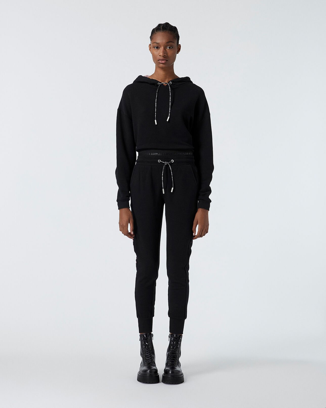 The Kooples FEMME BLACK jogging noir avec bande logo latérale