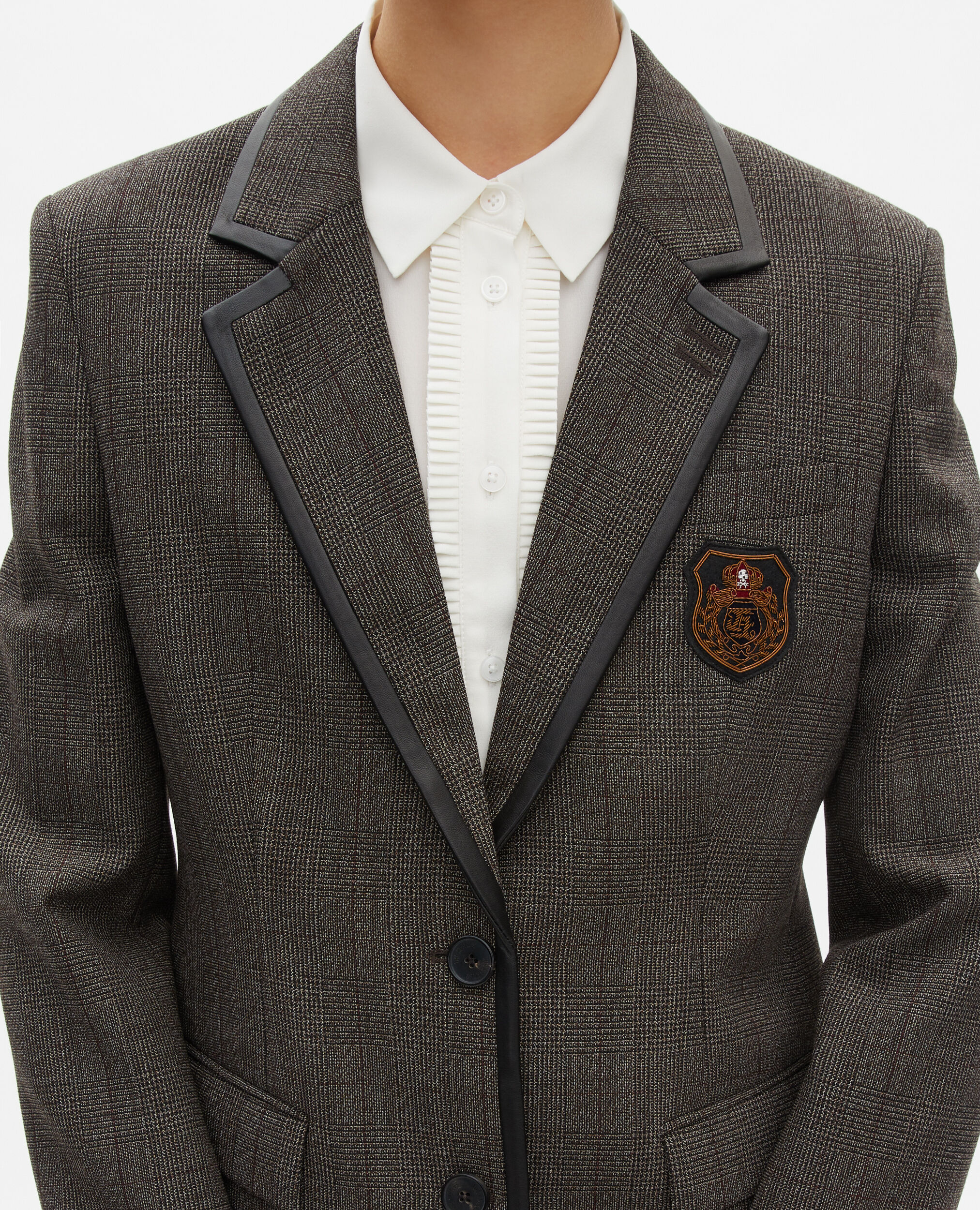 Prince of Wales jacket in brown wool, BROWN, hi-res image number null