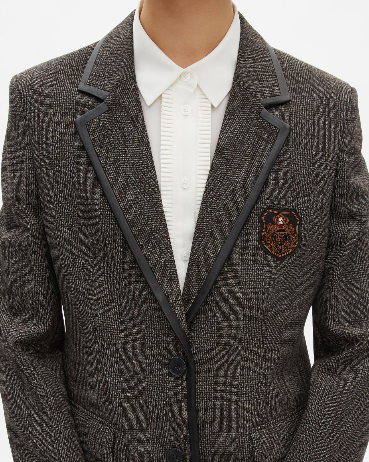 The Kooples DAMEN BROWN prince of wales-jacke aus brauner wolle