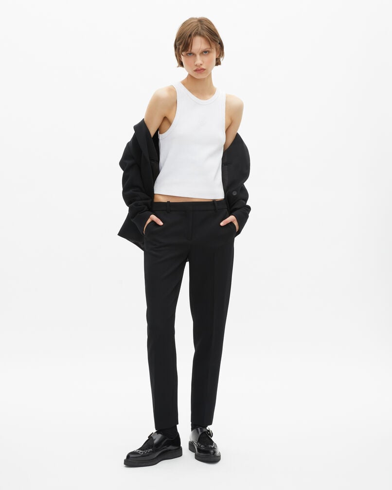 The Kooples FEMME BLACK pantalon tailleur en crêpe noir coupe droite