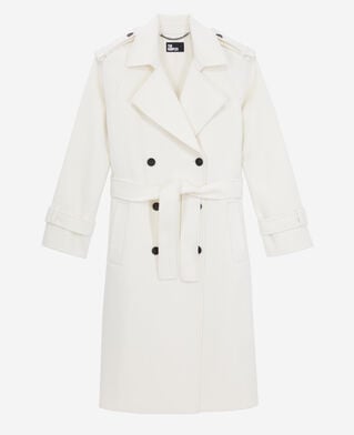 The Kooples DAMEN ECRU langer ecrufarbener mantel aus wolle