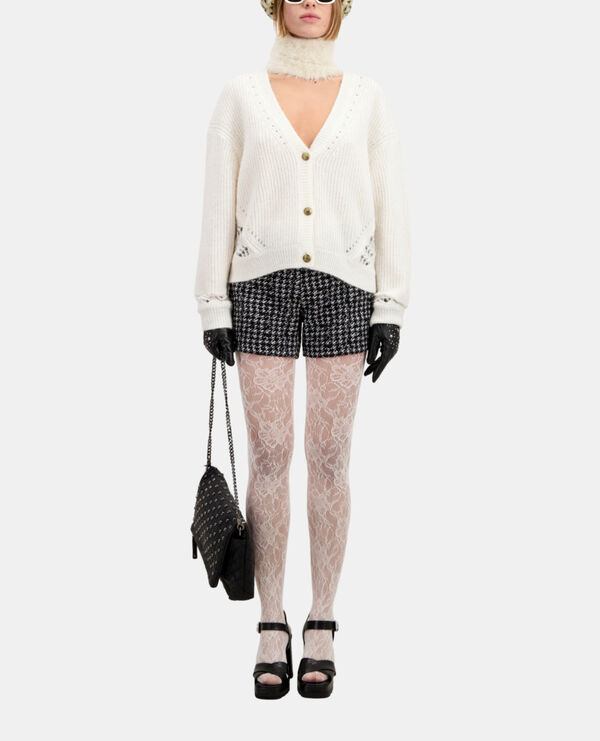 cardigan écru en laine mélangée