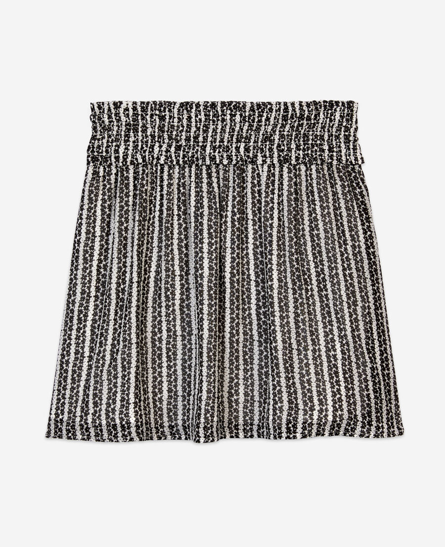 The Kooples FEMME BLACK WHITE jupe courte avec rayures et smocks