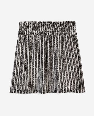 The Kooples FEMME BLACK WHITE jupe courte avec rayures et smocks
