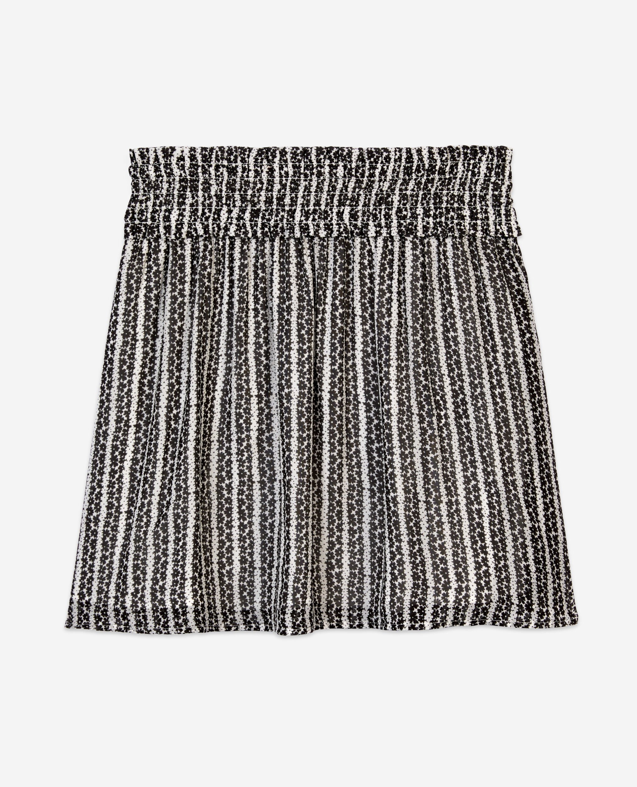Jupe courte avec rayures et smocks, BLACK WHITE, hi-res image number null