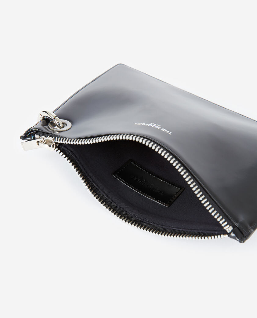 The Kooples WOMEN BLACK black leather mobile pouch