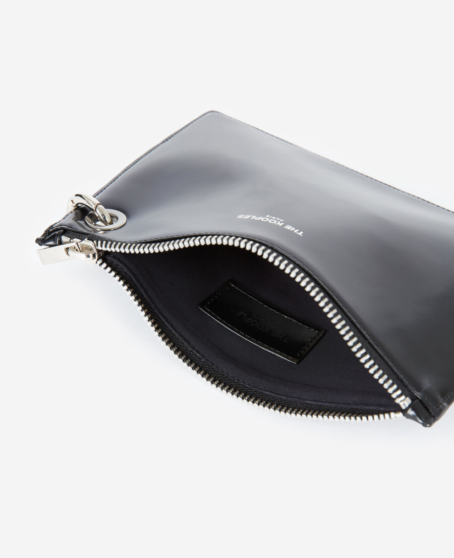 The Kooples WOMEN BLACK black leather mobile pouch