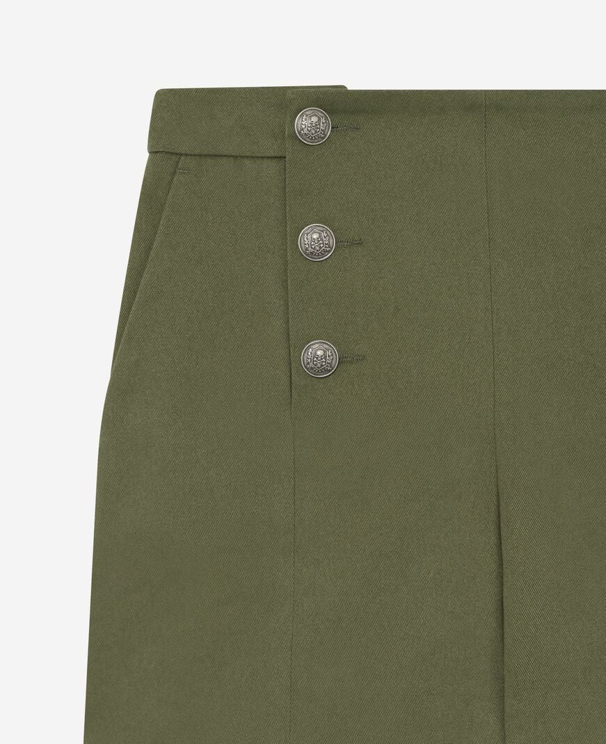 The Kooples F KAKI khaki double-breasted straight shorts
