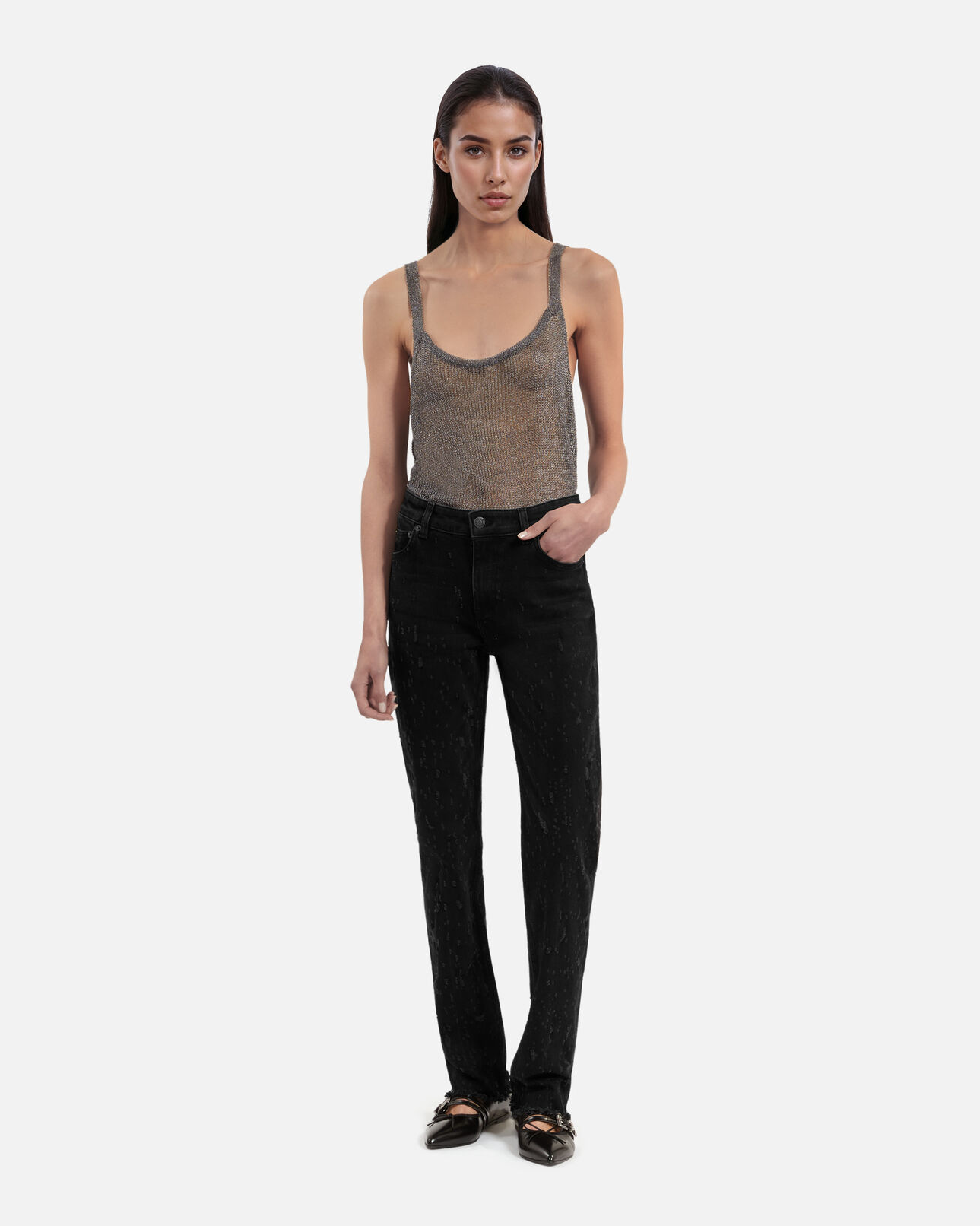 The Kooples DAMEN BLACK WASHED schwarze slim-fit-jeans