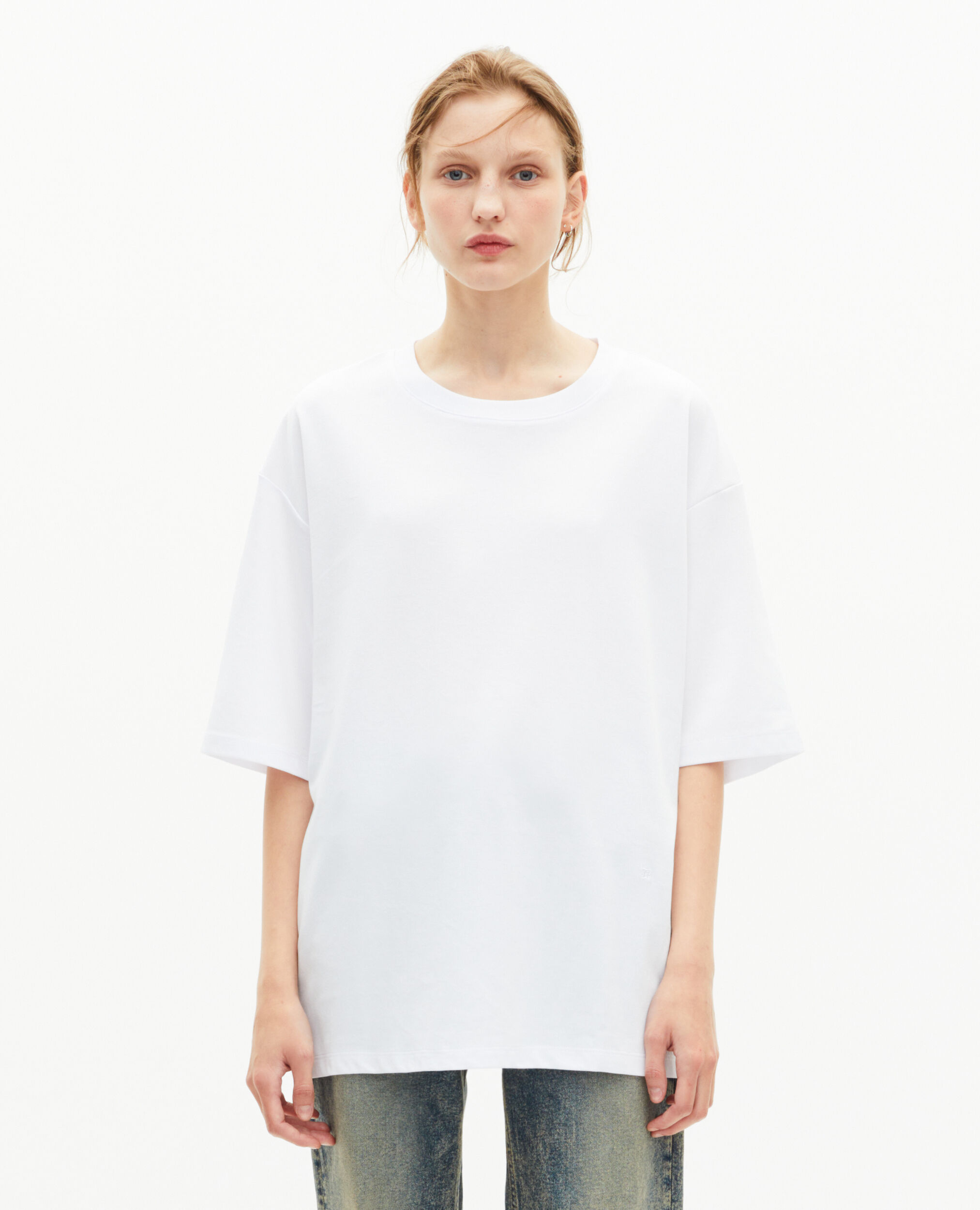 Schlichtes weißes Oversize-T-Shirt, WHITE, hi-res image number null