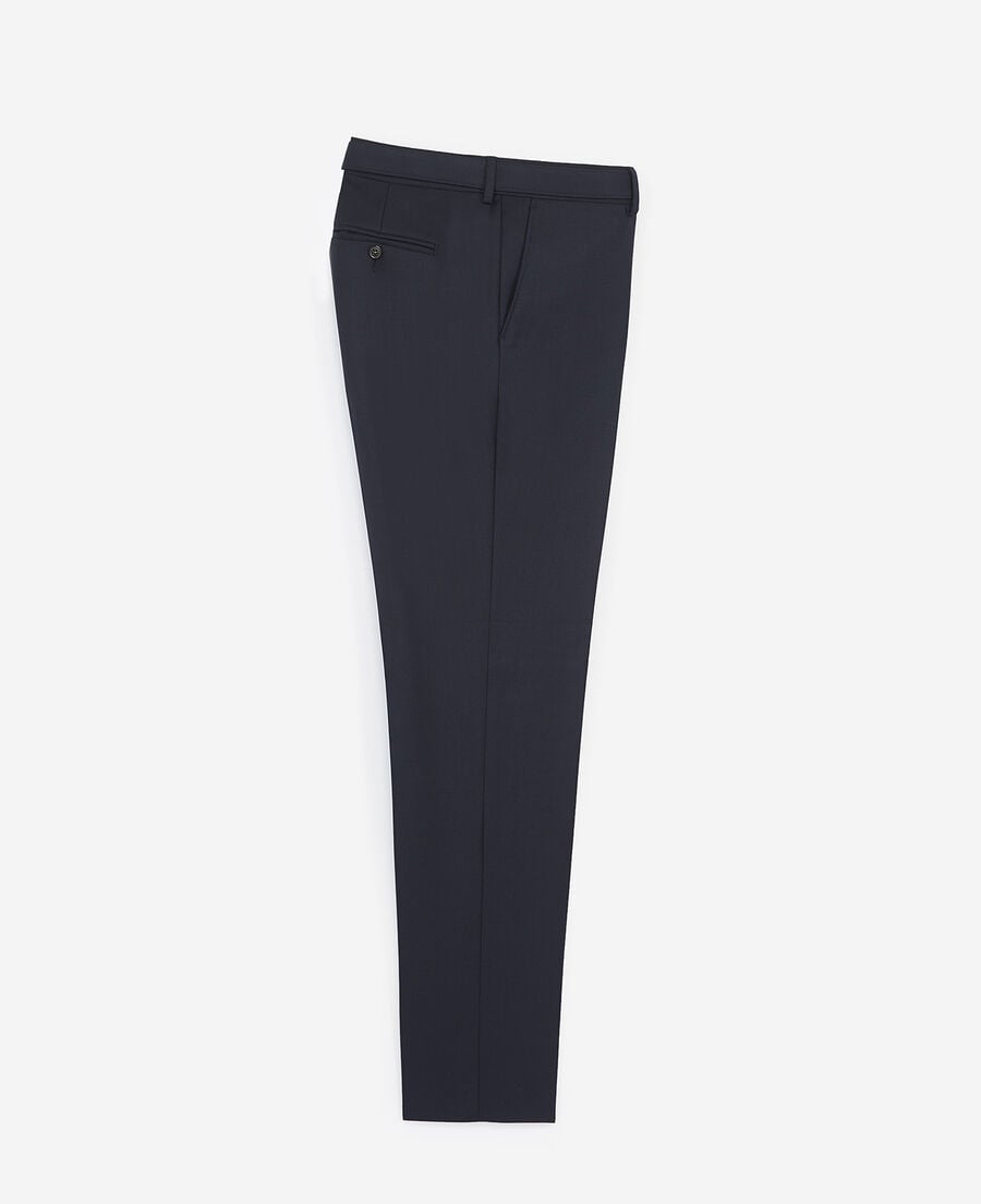 The Kooples HOMME DARK NAVY pantalon de costume en laine à ceinture intégrée bleu coupe ajustée